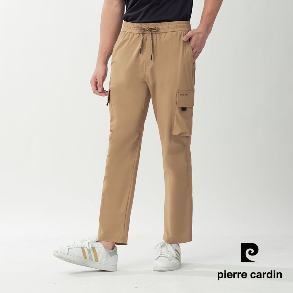 pierre cardin 皮爾卡登 網路獨家 男女款 快乾透氣輕量機能工裝長褲/寬褲(多色任選) (男款-褐色)