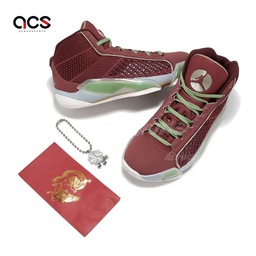Nike 籃球鞋Air Jordan 38 XXXVIII CNY PF 新年紅綠麂皮男鞋FQ8896-600