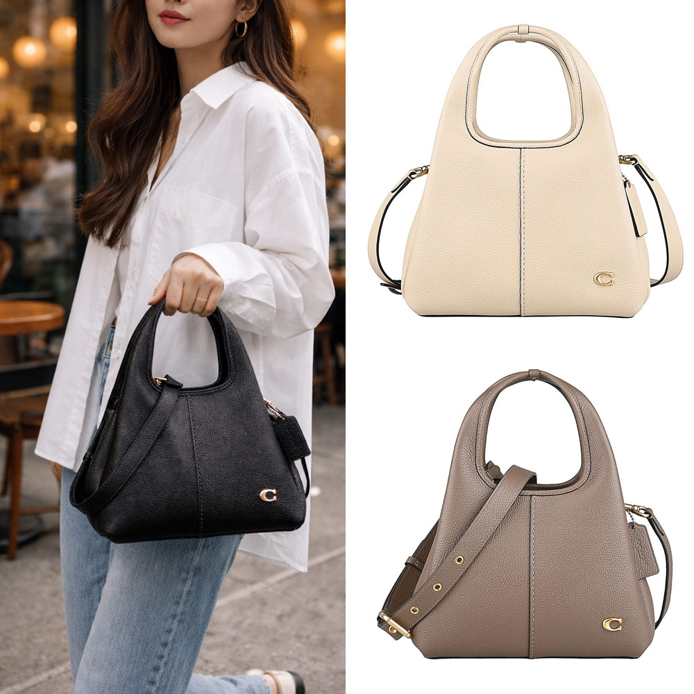 COACH Lana 23 復古仿舊C字LOGO 荔枝紋牛皮兩用菜籃包(多色)