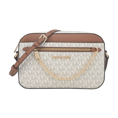 MICHAEL KORS JET SET掛鍊防刮斜背相機包(大/米白)