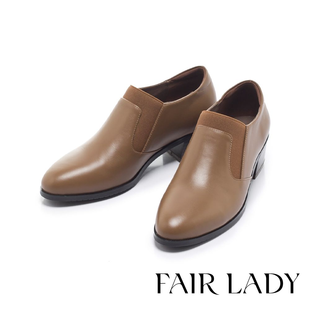 FAIR LADY 芯太軟 寬版鬆緊帶中跟踝短靴 摩卡 (8A3286)