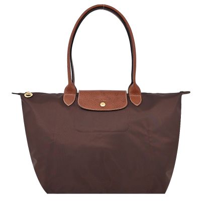LONGCHAMP LE PLIAGE系列長把再生尼龍摺疊水餃包(大/摩卡)