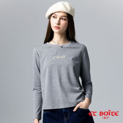 BLUE WAY ET BOiTE 箱子 – 微光貓影珍珠字母長TEE(灰)