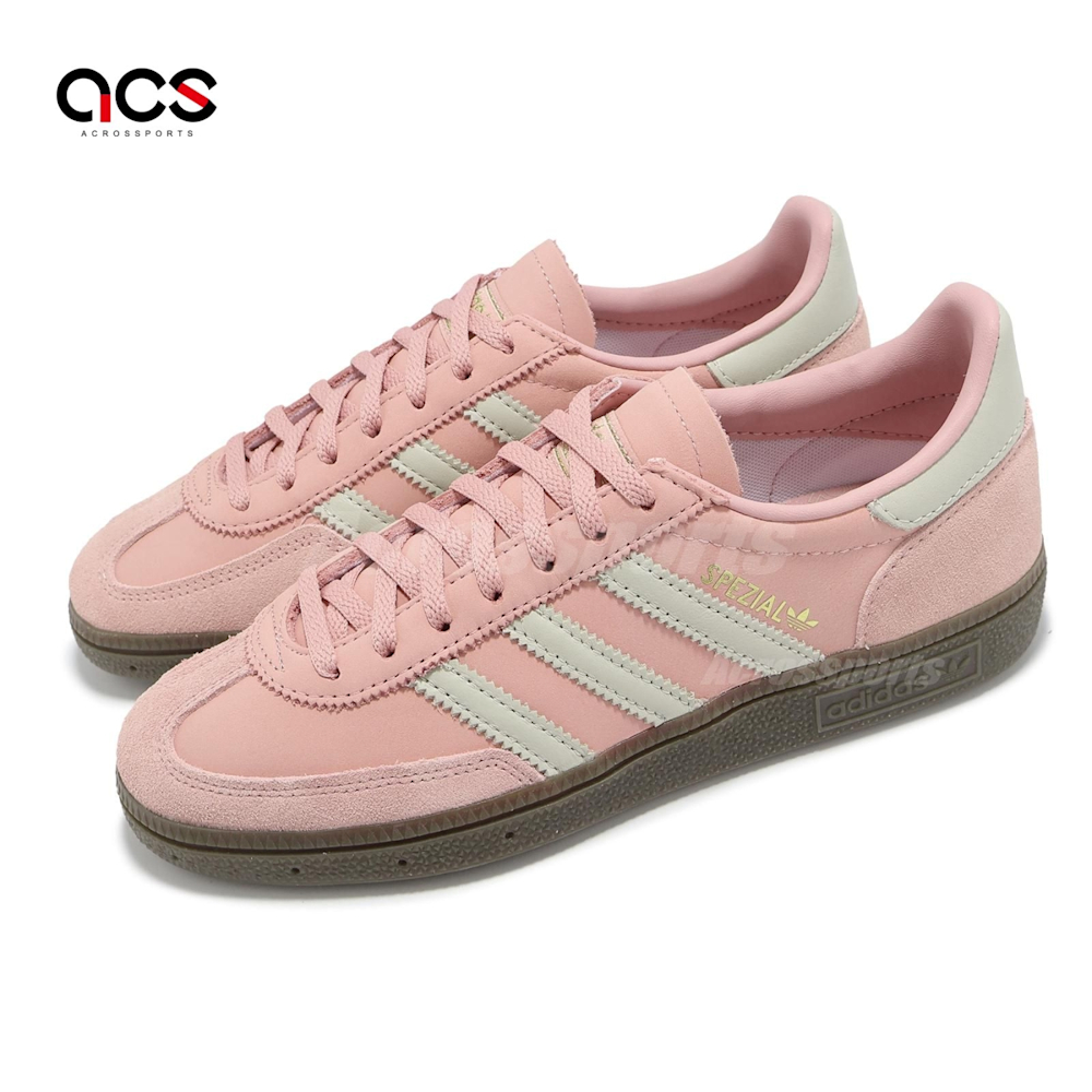 adidas 休閒鞋 Handball Spezial W 女鞋 粉 米白 麂皮 焦糖底 復古 三葉草 愛迪達 JI2646