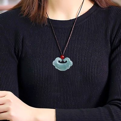 MoonDy 翡翠藍水 翡翠吊墜 玉項鍊 玉墜 翡翠如意 掛件 如意項鍊 生日禮物 項鍊