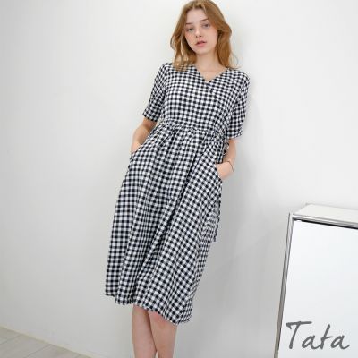 TATA 法式復古泡泡中長洋裝-M~XL