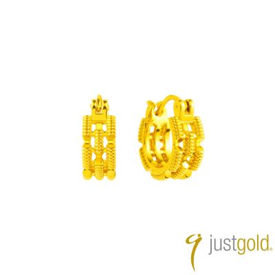 【Just Gold 鎮金店】真我時尚-螺紋 黃金耳環 (網路限定)