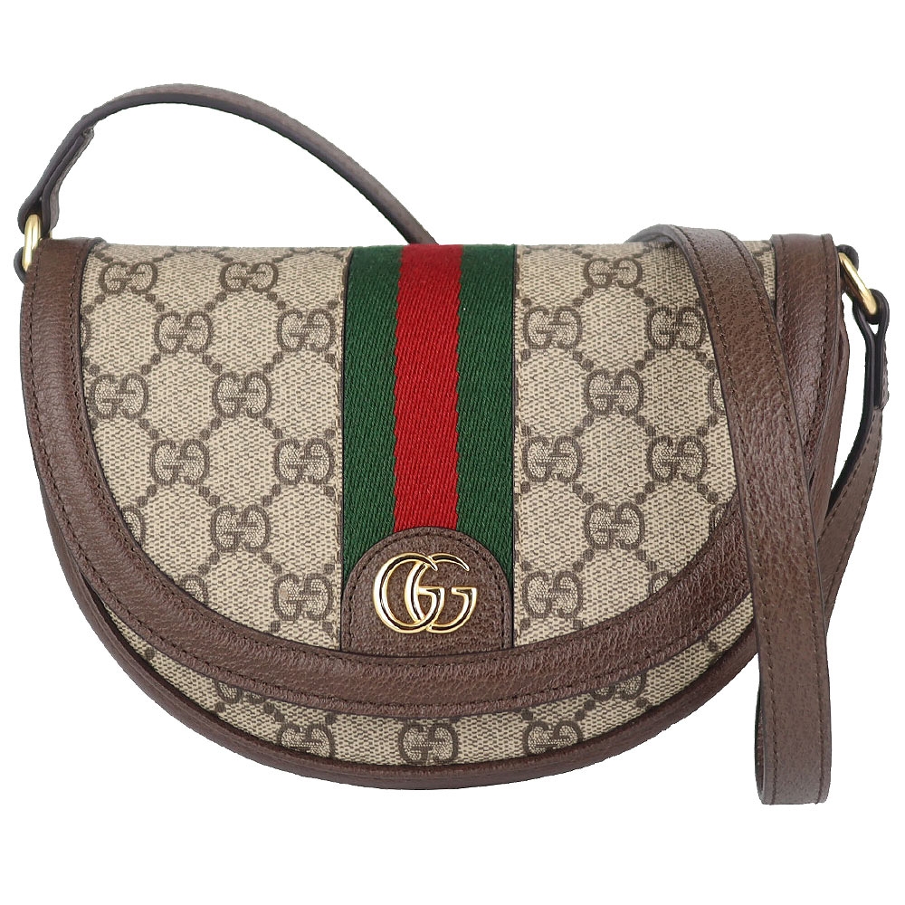GUCCI 古馳 Ophidia 雙G防水布皮邊掀蓋小型斜背包