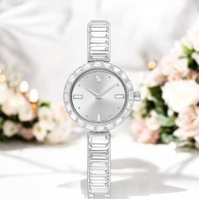 SWAROVSKI 施華洛世奇 Matrix Bangle系列 水晶腕錶-25mm銀色 5677487