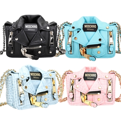 MOSCHINO Biker 真皮經典斜背夾克包-4款可選