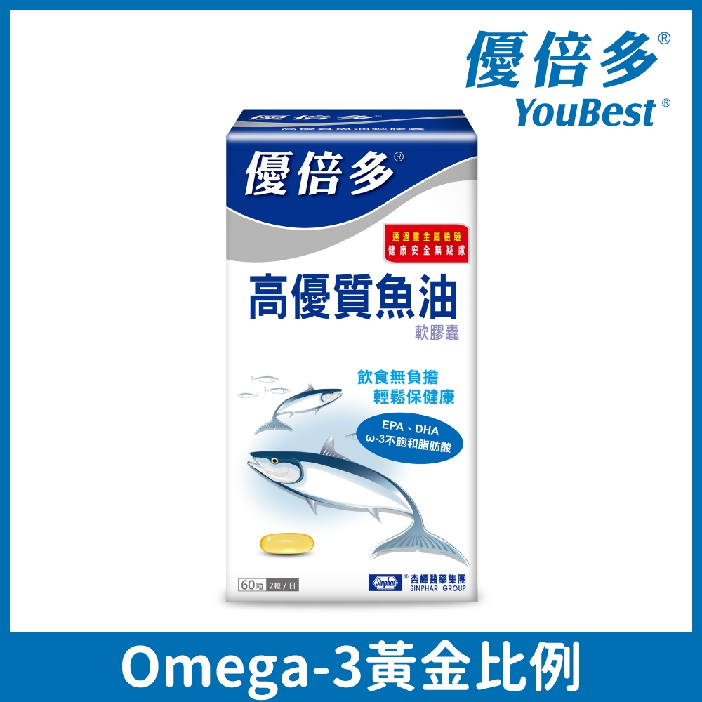【杏輝醫藥】優倍多YouBest高優質魚油軟膠囊(60粒/盒)