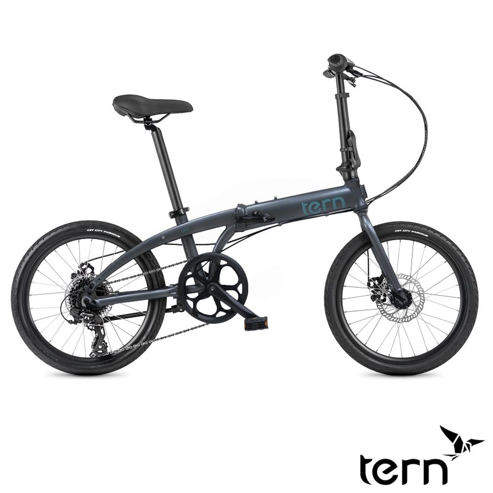 Tern Link B8 20吋8速鋁合金碟煞折疊車-鐵灰底土耳其綠標