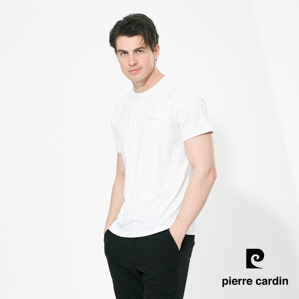 pierre cardin 皮爾卡登 男女款 冰絲彈性速乾圓領短袖T恤-(多色任選) (男-D款(印花))