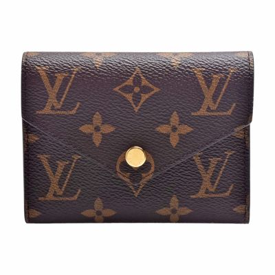 LV Louis Vuitton路易威登 M62360 Victorine系列經典Monogram原花三折暗釦短夾(玫粉)
