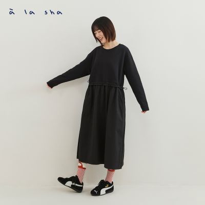 a la sha 假兩件式長袖裝洋裝
