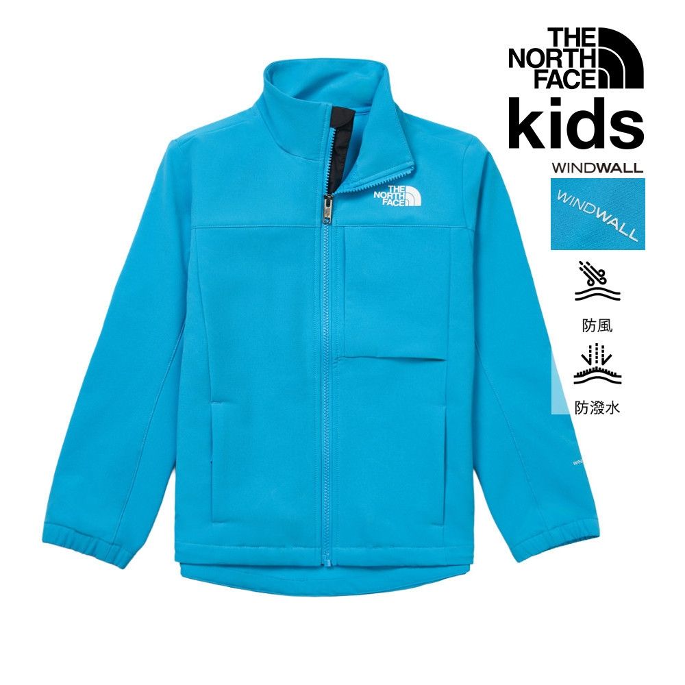【The North Face 官方旗艦】北面兒童藍色DWR防潑水抓絨外套｜89XHD7R