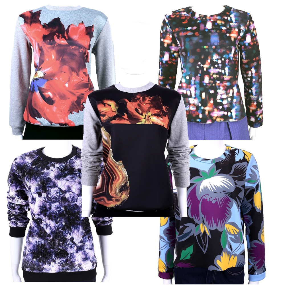 MaxMara副牌-SPORTMAX 印花長袖上衣-多款可選 (黑彩色印花圖騰)