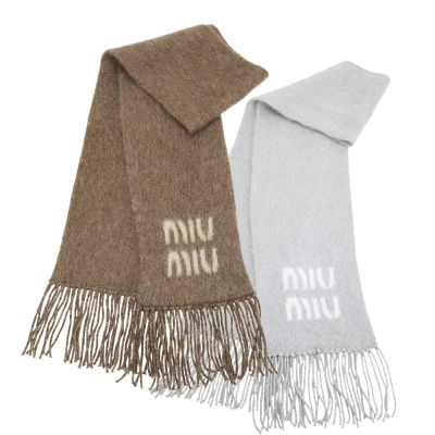miu miu 羊毛混馬海毛流蘇圍巾 披肩-2色可選