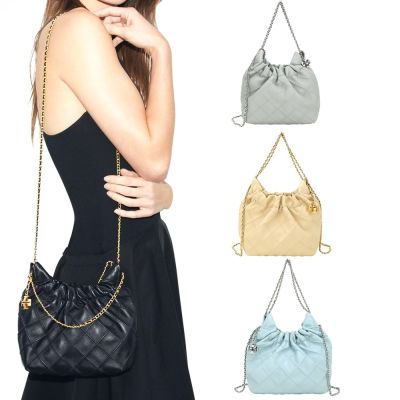 TORY BURCH Fleming Hobo 雙鍊帶菱格納帕皮革手提 斜背束口包-多色可選