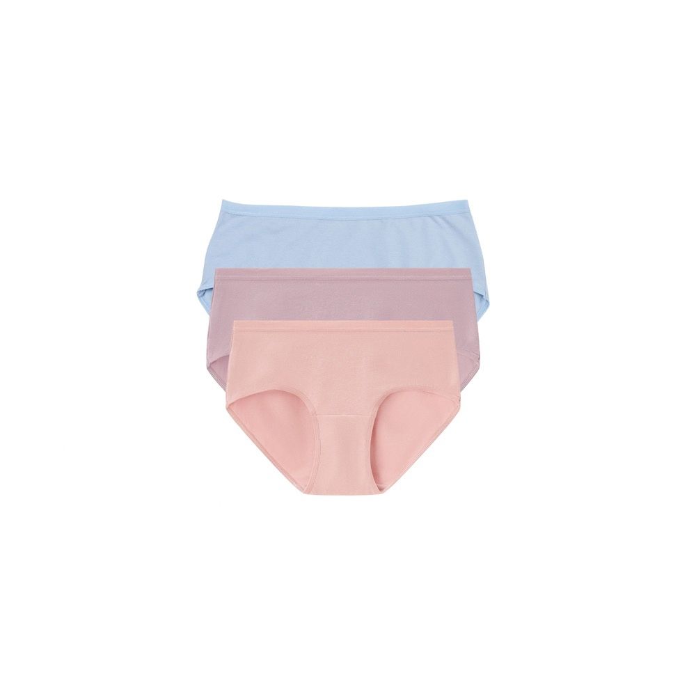 GIORDANO  女裝中腰彈力三角褲 (三件裝) 【多色任選】 (95 藍X淡紫X粉)