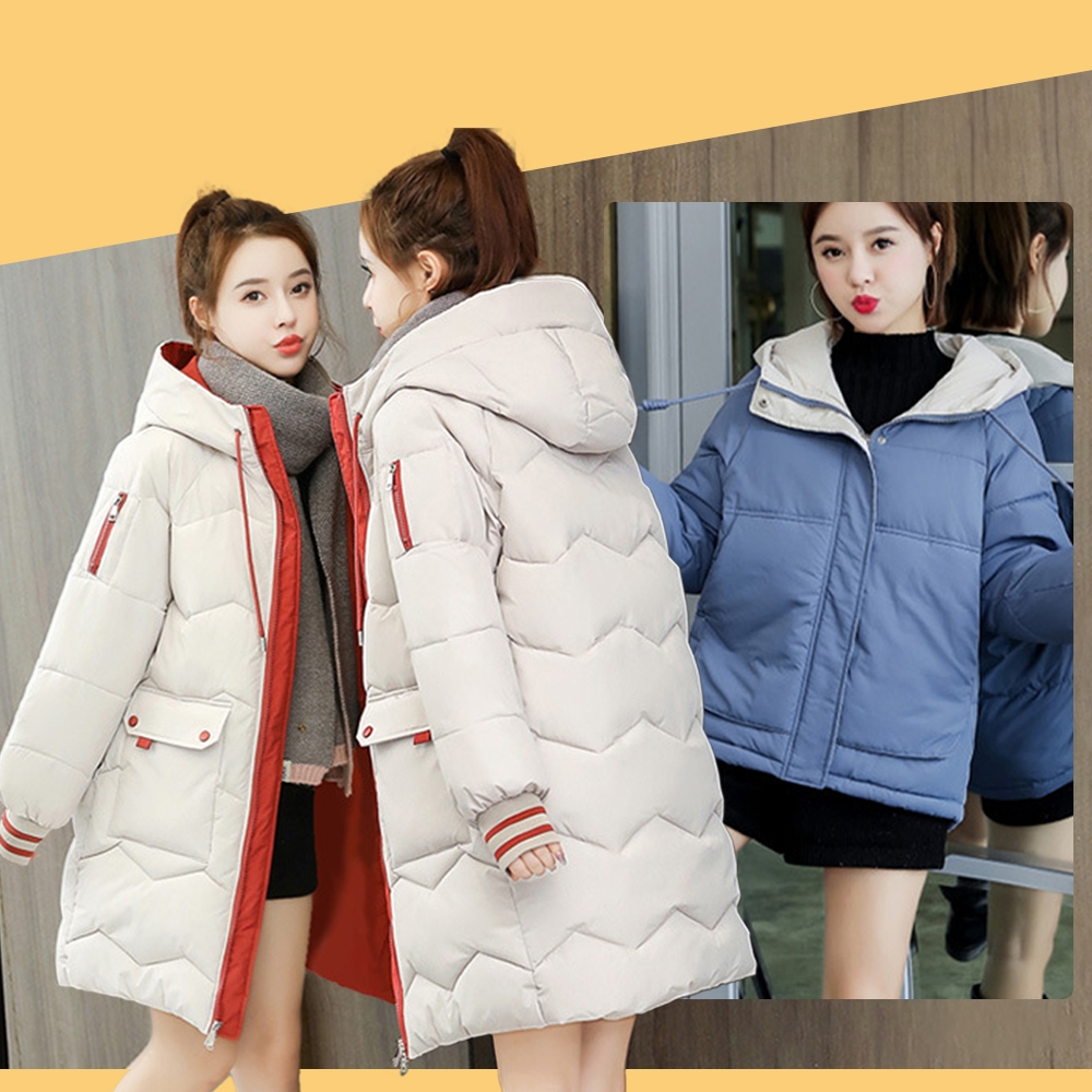 初色寬鬆素色壓痕設計保暖大衣鋪棉外套科技羽絨棉外套-6款任選-32564(M