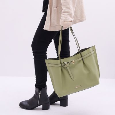 MICHAEL KORS EMILIA荔枝皮皮帶造型托特包(草綠)