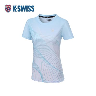 K-SWISS 排汗T恤 26SS PF TEE 9 W 吸濕排汗 短上衣 女短袖上衣 淺藍色 1913715-485