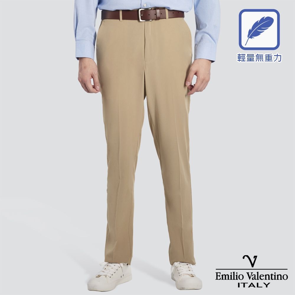 Emilio Valentino 范倫提諾輕量彈性修身西裝褲-兩色任選 (卡其)