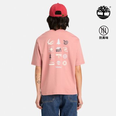 Timberland官方旗艦 女款粉色寬版圖案短袖T恤|A43XQR85