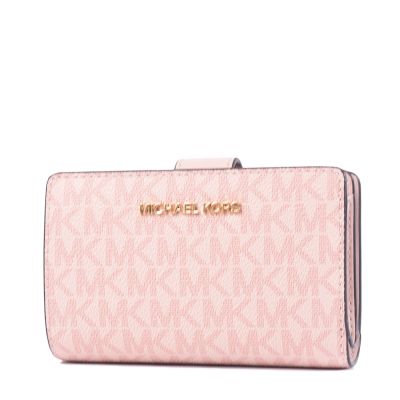 MICHAEL KORS 緹花LOGO防刮釦式中夾-霧粉