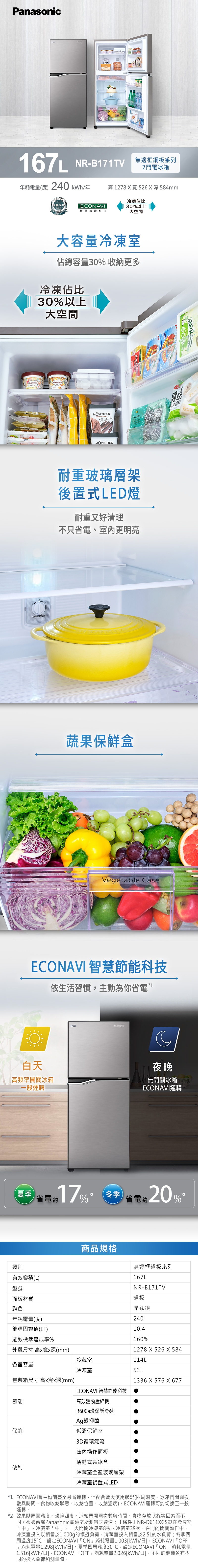 Panasonic國際牌 NR-B171TV - 詳情1