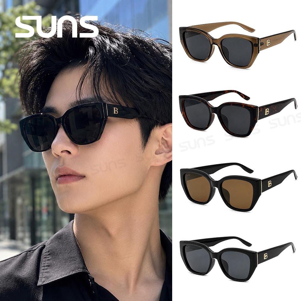 【SUNS】時尚微貓眼太陽眼鏡 TR90偏光大框墨鏡 潮流款墨鏡 防眩光/遮陽/輕盈材質/抗UV400 S2358