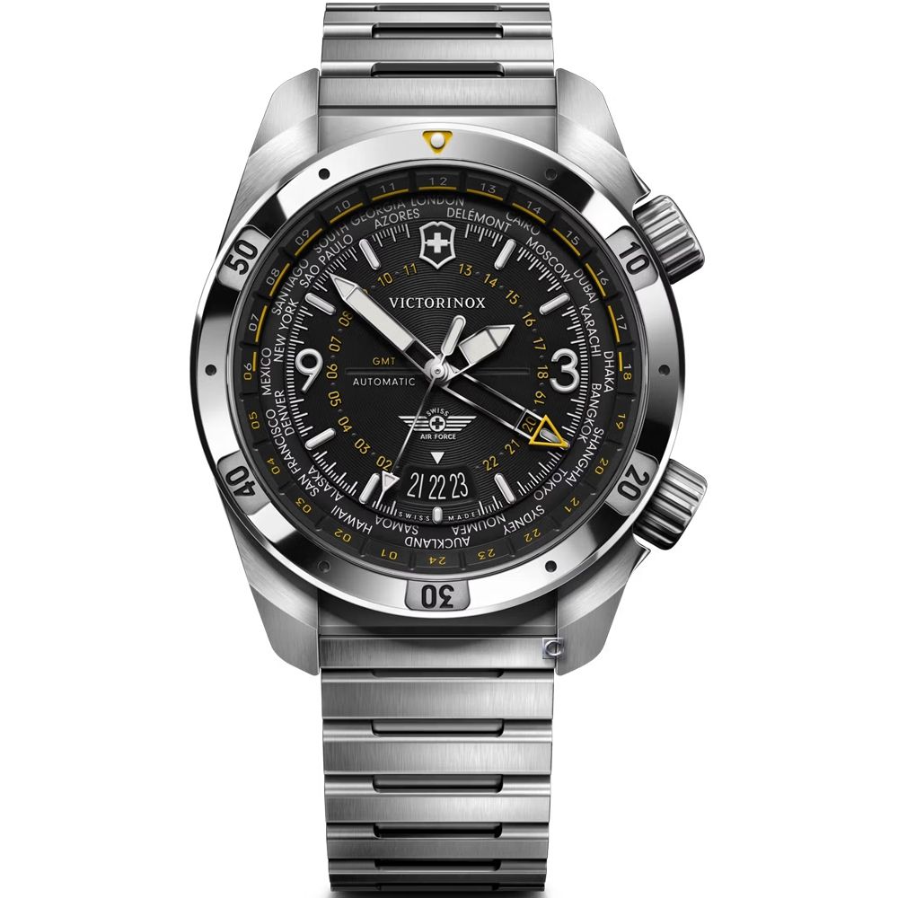 VICTORINOX 瑞士維氏 Air Pro GMT Automatic 機械腕錶 男錶 手錶-43mm黑 VISA-242004