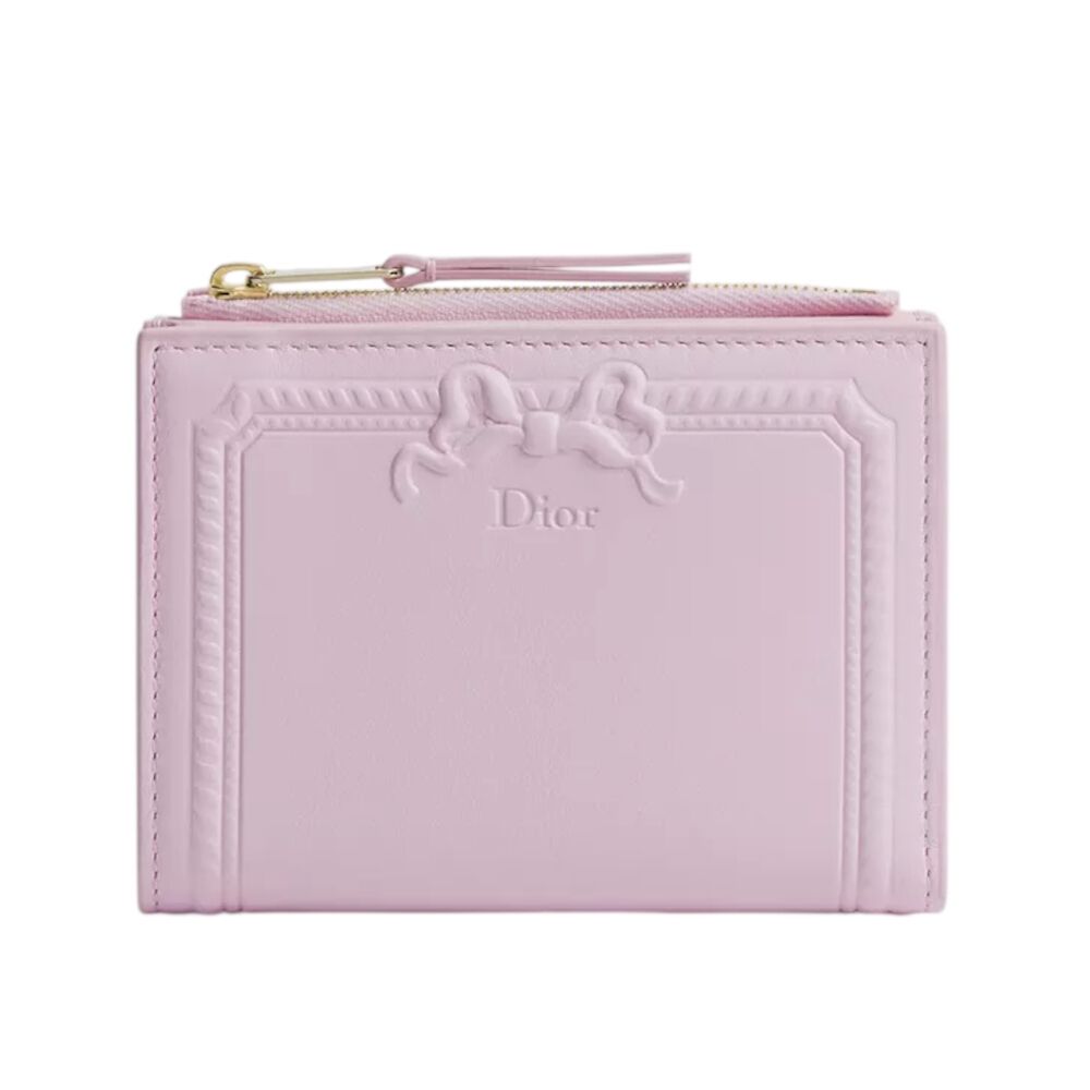Dior 迪奧 Salon Dahlia Moulures 壓印凹紋 牛皮 皮夾 卡夾 夢幻粉色 S3812OQWF_20N