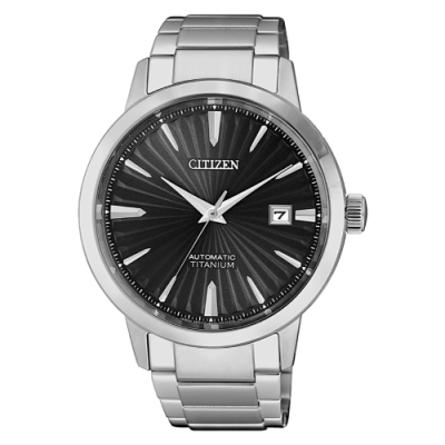 CITIZEN GENT S鈦金屬魅力四射機械腕錶-銀X黑(NJ2180-89H)