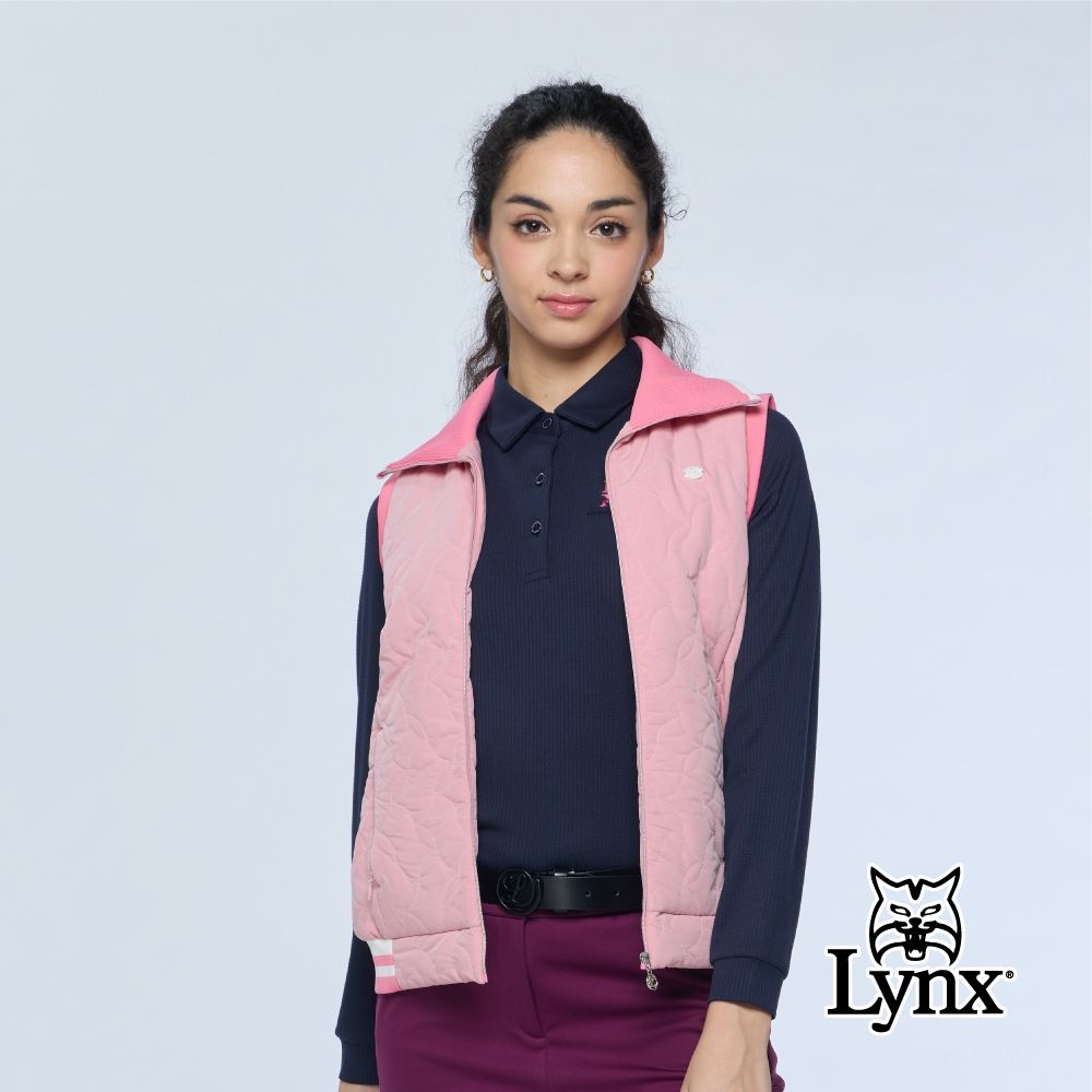 【Lynx Golf】女款天絲棉保暖立領背心/高爾夫球(三色) (粉紅色)