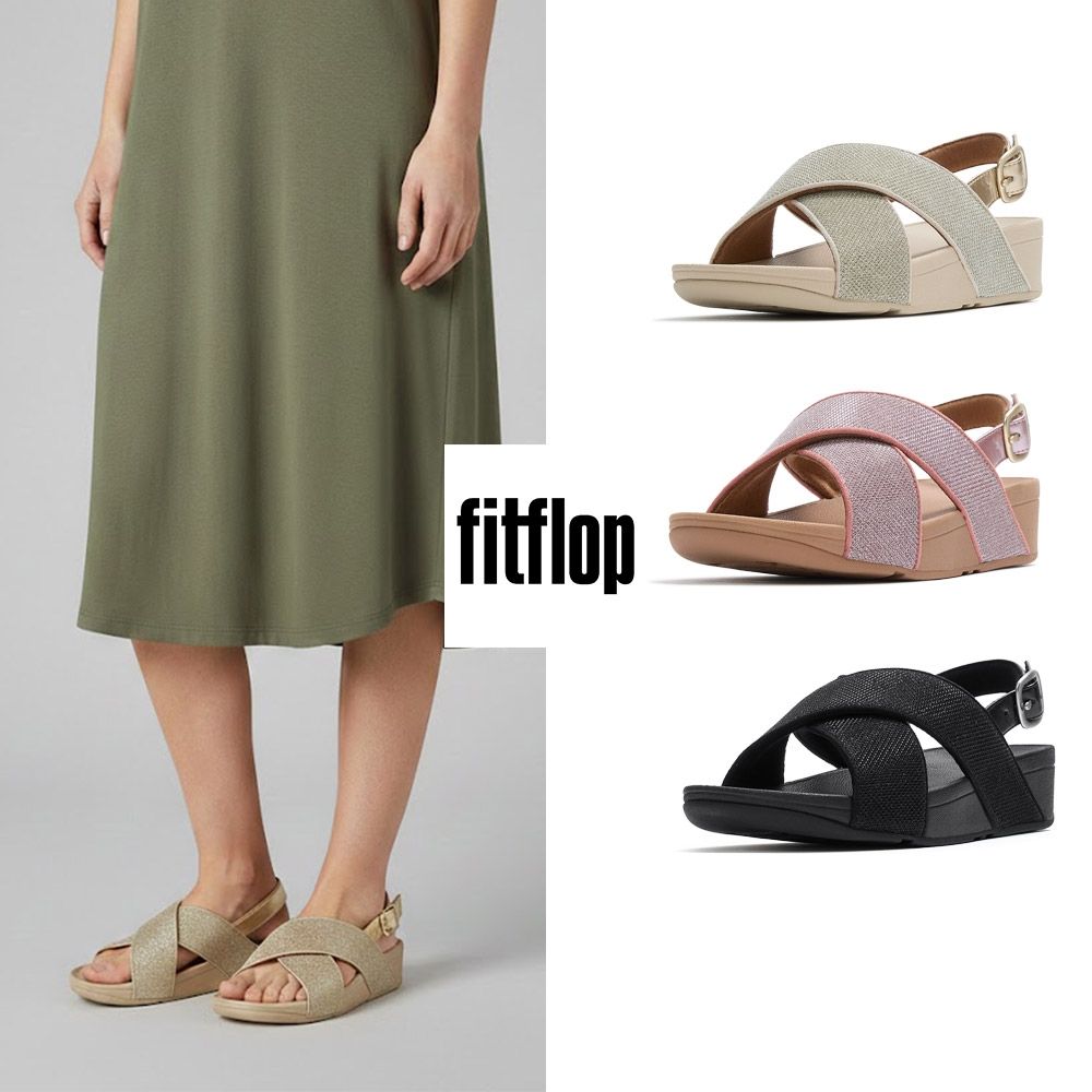 【FitFlop】LULU 閃亮網布後帶涼鞋-女(多色) (A-鉑金色)