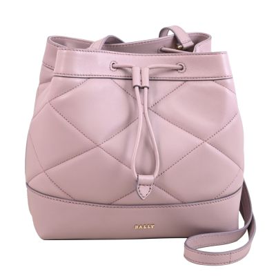 BALLY QUINCEY 金屬LOGO菱格車線肩斜兩用/水桶包(淺紫)