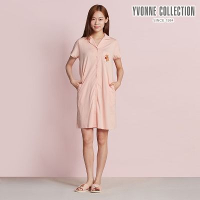 YVONNE 以旺傢飾 DINOTAENG |  櫻桃繡花短袖洋裝-粉橘