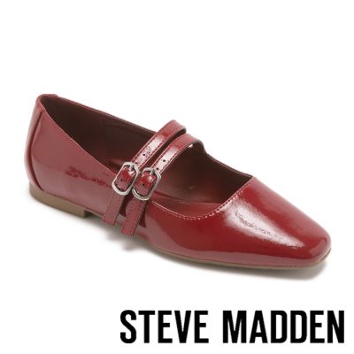 STEVE MADDEN-素面雙細帶方頭瑪莉珍鞋 BAYLER-紅色