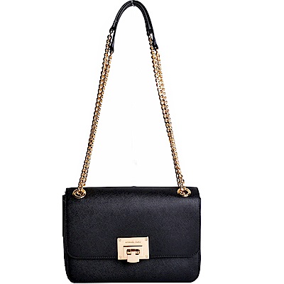 MICHAEL KORS TINA系列防刮皮革斜背/肩背兩用包-黑(大) 購物包/肩