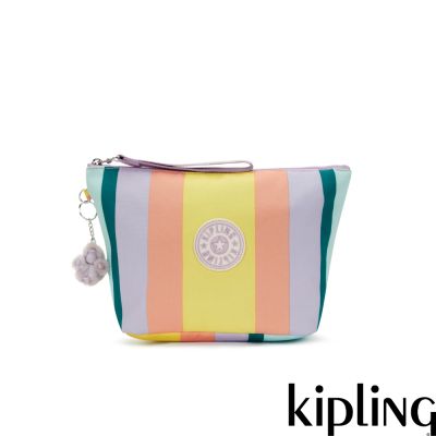 Kipling 彩色條紋輕巧化妝包-NAOMI POUCH