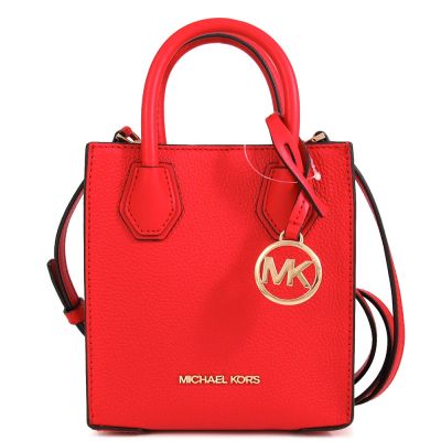 MICHAEL KORS Mercer 荔枝紋皮革迷你琴譜兩用包(西班牙紅)