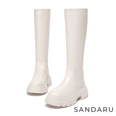 山打努SANDARU-長靴 女團大長腿輕量厚底瘦瘦長靴-杏