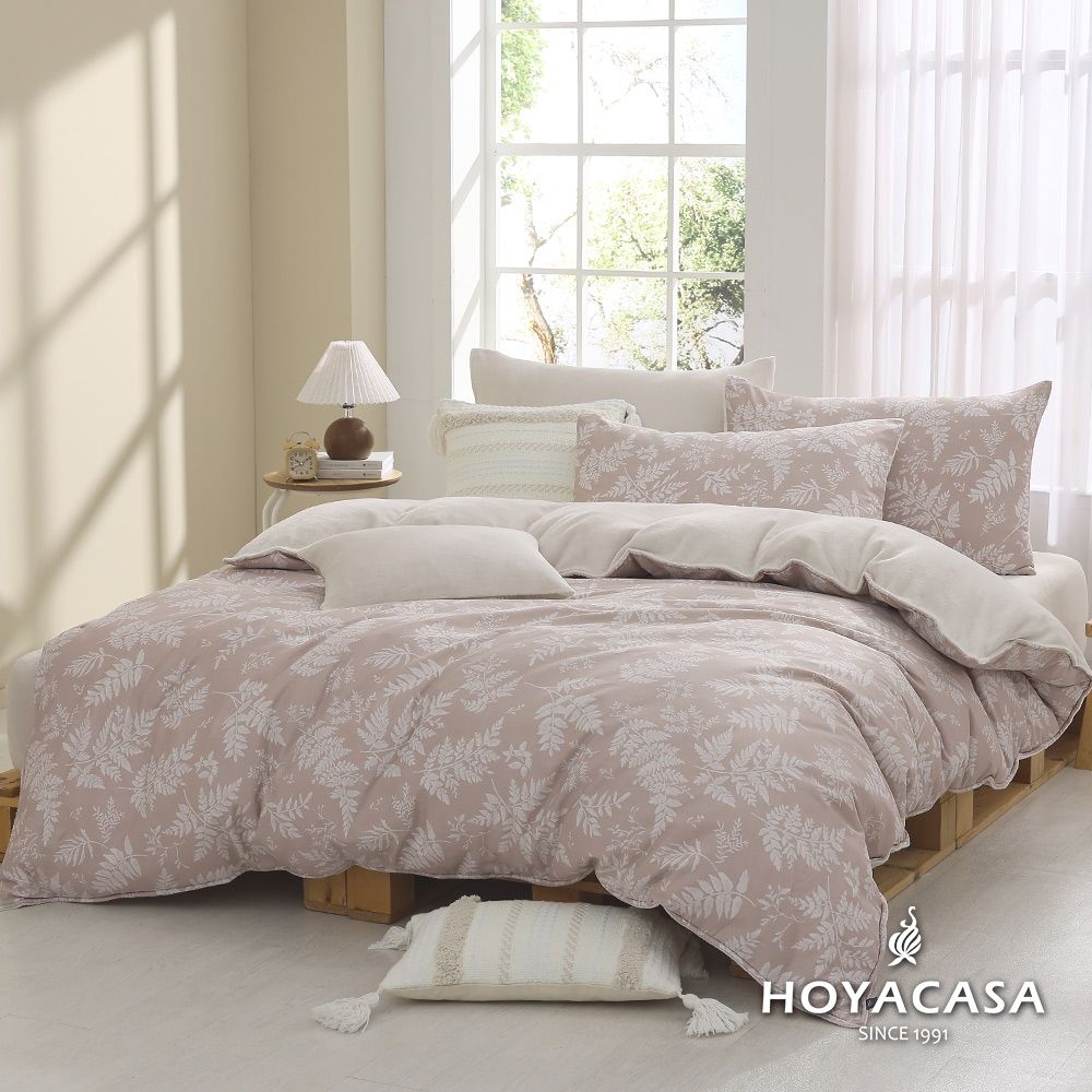HOYACASA 雙人雪棉絨兩用被床包組-秋語花香