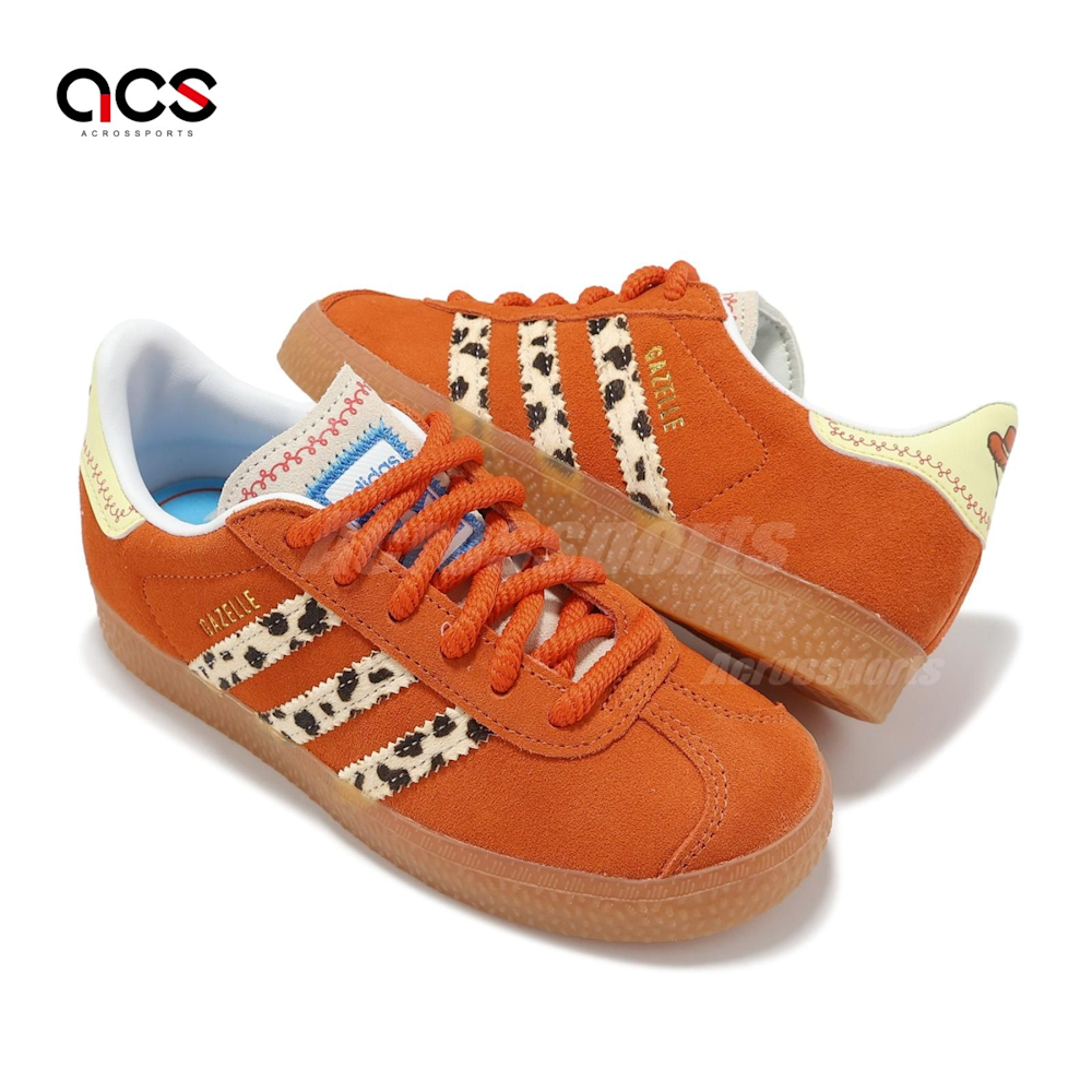 adidas x 玩具總動員休閒鞋Gazelle C 中童橘豹紋迪士尼翠絲麂皮小朋友
