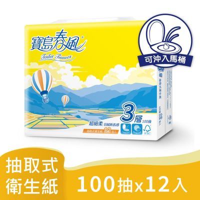寶島春風 3層抽取式衛生紙100抽x12包/串