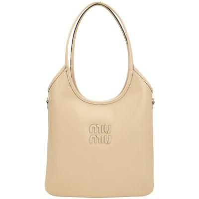 miu miu IVY 明線字母牛皮肩背托特包(裸膚色)