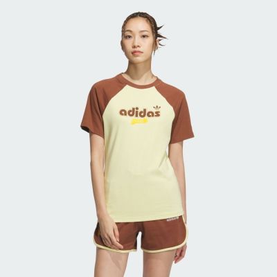 ADIDAS 愛迪達 阿迪達斯 ORIGINALS 三葉草 女 短袖T恤-咖啡色系-SC GFX S TEE W2-JM8007