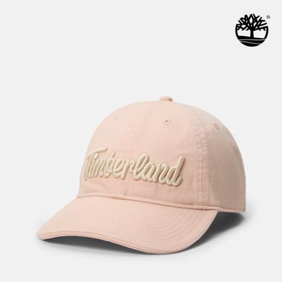 Timberland官方旗艦 男款淺粉色帆布刺繡標誌棒球帽|A66BX662